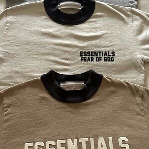 Fear of God Essentials Cream Tan Short Sleeve Tees